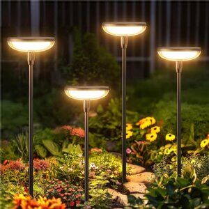 Solar Lights Outdoor Garden, 6 Pack 31" Tall Solar Pathway Lights Waterproof
